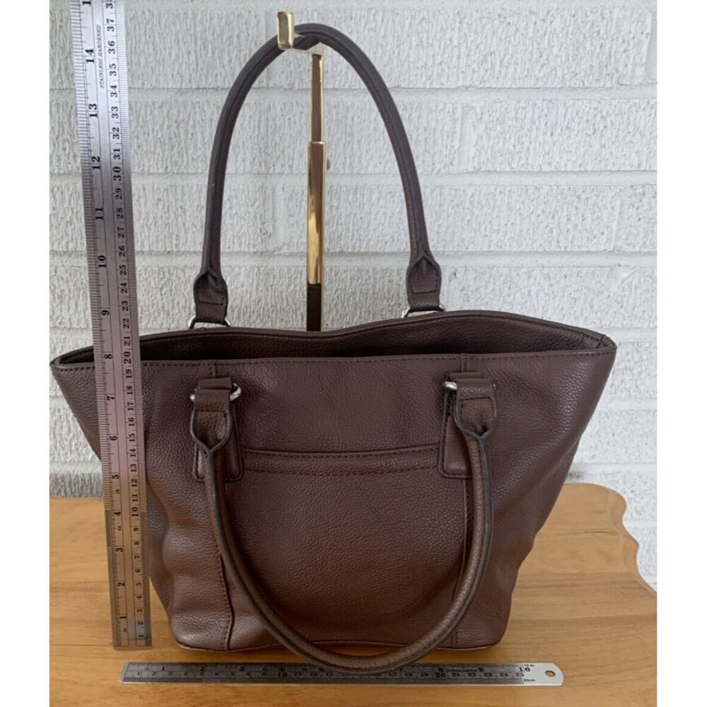 TIGNANELLO Brown Genuine Leather Double Handle Medium Size Bag Purse Lined EUC - Picture 11 of 14